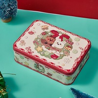 Boîte en fer blanc rectangulaire scellée à motif de Noël de dessin animé mignon pour biscuits, chocolats, cadeaux de fêtes, fourniture d'usine