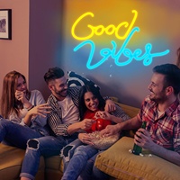 Enseigne néon LED personnalisée « Good Vibes » multicolore à lumière réglable pour la décoration de voitures, entreprises et bâtiments – Étanche IP54
