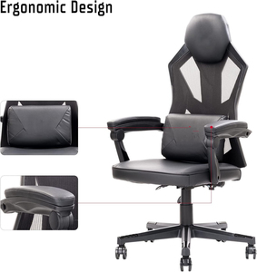 <span class=keywords><strong>Fauteuil</strong></span> <span class=keywords><strong>gamer</strong></span> inclinable en maille noire, promotionnel, le moins cher, avec rembourrage, fonction bascule, élégant, idéal pour le gaming. - Product Image 3