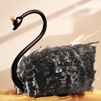 Blocchi Artistici Cigno Nero con Luci, Fiori Eterni, Blocchi da Costruzione Stimolanti per Arte da Scrivania, Miniature OEM