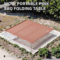 Table pliante portable en aluminium rose pour l'extérieur Mobilier de camp min pour la plage ou la salle à manger Table de barbecue saine