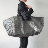 Sac fourre-tout robuste en PP tissé surdimensionné, avec logo personnalisé brodé, sac de courses recyclé à double poignée, capacité 30 kg, sac de déménagement