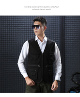 Gilet de pêcheur multi-poches avec logo de dessin animé Gilet pour pêche, randonnée, journaliste, photographie, camping, safari, hommes