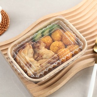 Vente en gros de contenants alimentaires jetables à couvercle plat, boîte à salade rectangulaire en papier kraft personnalisée pour la vente à emporter