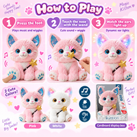 Fabricant de jouets en peluche, poupée chat en peluche douce, joue de la musique, bouge le corps, oreilles lumineuses, poupée électrique intelligente pour enfants