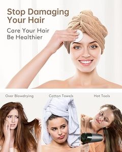 Turbante de Microfibra Tejida Ecológica, Antimicrobiana, Súper Absorbente y de Secado Rápido para Cabello Rizado, Toalla para Secar el Cabello para Mujer, GRS - Product Image 5