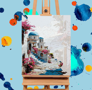 Peinture par numéros DIY Paysages de maisons de campagne en dessin animé, pigments Arida, kit de peinture avec toile imprimée pour la décoration intérieure - Product Image 6
