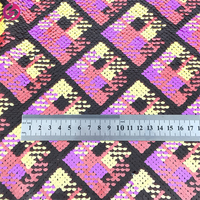 Tissu à paillettes en gros, tissu à paillettes géométrique multicolore extensible irisé en polyester, violet