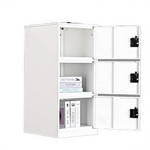 MECOLOR Modern Metal Vertical Single Tier Small <b>Locker</b> Padlock Latch -Freestanding 2 3 Compartment <b>Storage</b> for Employee Office - Product Image 2