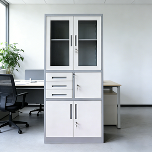خزائن ملفات مكتبية معدنية عالية الجودة بأربعة طبقات، باب متأرجح زجاجي، تخزين حديث، حديد، للموظفين، للمنزل القديم، فولاذ، للمطبخ، للمدرسة - Product Image 3