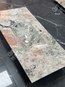 <span class=keywords><strong>Lavabo</strong></span> de baño de lujo de una pieza sin juntas, estilo piedra, acabado en polvo, curvado en caliente, de un solo orificio, 15L, para todas las estaciones - Product Image 2