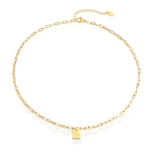 316L Stainless Steel 18k Gold Plated Customized Square Charm Choker <b>Necklace</b> for Women Wedding Gift Party Occasions - Product Image 1