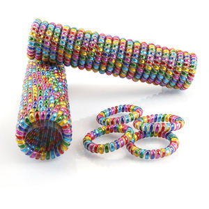 Vente en gros de bandeaux pour <span class=keywords><strong>cheveux</strong></span> en fil téléphonique arc-en-ciel de 5,5 cm, <span class=keywords><strong>spirale</strong></span>, porte-queue de cheval, élastique, attaches pour <span class=keywords><strong>cheveux</strong></span> en <span class=keywords><strong>spirale</strong></span> pour distributeur - Product Image 2