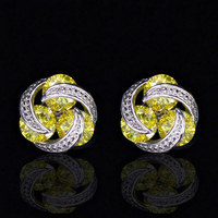 CAOSHI-pendientes de circonia cúbica AAA para mujer, aretes redondos de cristal, joyería Multicolor