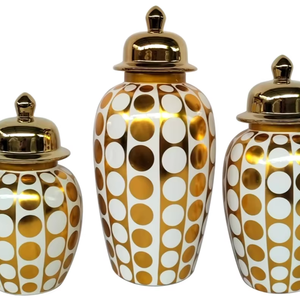 Ensemble de pots élégants ornés d'or avec un design coordonné pour un placement flexible et une mise en valeur intérieure sophistiquée - Product Image 1