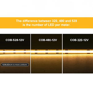 Bán buôn trắng 6000K 4000K 2700K CRI 95 miễn phí cắt COB LED Strip 528LED/m 12V 24V 10mm linh hoạt COB LED Strip ánh sáng - Product Image 2
