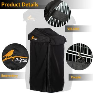 Cubierta para Jaula de Pájaros Perfitel, Negra, Rectangular, Duradera, Transpirable, Lavable, en Forma de U, para Suministros para Pájaros - Product Image 3