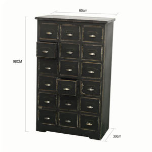 アメリカンヴィンテージ無垢材キャビネット寝室レトロマルチ引き出し収納キャビネットヨーロッパ多機能ブラックキャビネット - Product Image 6