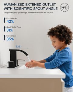 Grifo de Baño <span class=keywords><strong>Cascada</strong></span> de 8 Pulgadas de Ancho, de Latón, con 2 Manijas y 3 Orificios, Montado en Cubierta, Sin Contacto, Estilo Rústico, con Válvula de Desagüe Automática y Ahorro de <span class=keywords><strong>Agua</strong></span> - Product Image 4