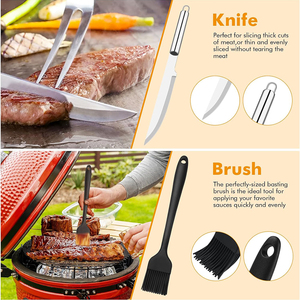 Ensemble d'ustensiles de barbecue 15 pièces en acier inoxydable, kit d'accessoires de barbecue parfait, cadeau idéal pour les grillades en extérieur avec sac - Product Image 4