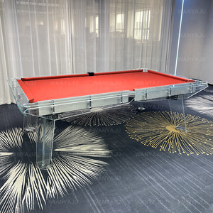 Table de billard de <span class=keywords><strong>luxe</strong></span> à prix de gros usine, design transparent, pieds en bois, table de billard moderne en verre cristal clair, 8ft 9ft - Product Image 3