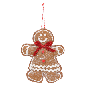 Smiling Cookie Man Christmas Pendant Brown Fabric Ornament for Tree Gift <b>Basket</b> Bakery Display Seasonal Decor Wholesale - Product Image 2