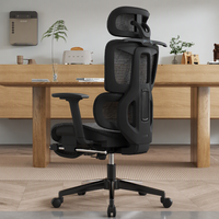 Chaise de bureau ergonomique haut de gamme réglable en maille avec accoudoirs 4D, chaise de direction, chaise d'ordinateur avec repose-pieds