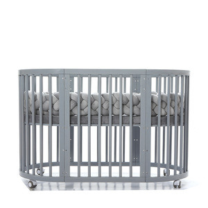 Culla per Neonati Rotonda con Sponda di Protezione, Zanzariera Rimovibile, Pieghevole, con Ruote, Altezza Regolabile, Pronta per la Spedizione - Product Image 4