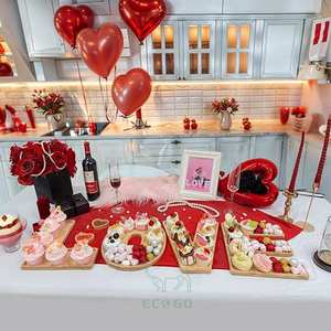 6 pièces Eco Love Planches à découper en bambou avec lettres, pour charcuterie et service de fromages, ustensiles de cuisine, décorations pour mariages et fêtes de famille - Product Image 4