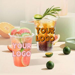 Vaso Desechable Personalizado de Plástico PET Transparente de 98 mm con Tapa para Café, Jugos, Bebidas, Tiendas de Comida, Té de Burbujas Boba - Product Image 1