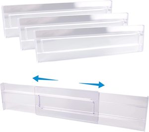 4 Pcs Plastique <span class=keywords><strong>Transparent</strong></span> PS Organisateur de Bureau Réglable Diviseurs de Tiroirs pour Placard Garde-Robe Cuisine Sous-Vêtements Chaussettes Rangement - Product Image 5