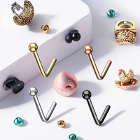 Bijoux en acier chirurgical vente chaude anneaux de nez or goujon plaine boule haut nez Piercing mode bijoux de corps pour femmes hommes