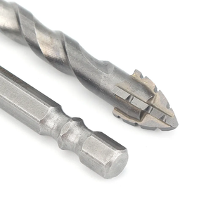 Foret à cœur excentrique en carbure de tungstène à quatre rainures dentelées, manche hexagonal super résistant, finition argentée, tige de 6 à 12 mm - Product Image 2