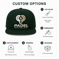 Gorra Snapback Unisex de Perfil Alto con 6 Paneles y Visera Plana, Bordado de Padel y Parche Personalizado para Deportes de Raqueta, Edición Limitada