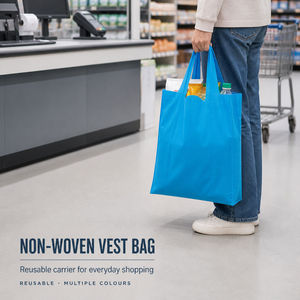 Bolsa de tela no tejida reutilizable de gran capacidad con asa, plegable y portátil, para compras, promociones, <span class=keywords><strong>supermercado</strong></span>, exposiciones y viajes. - Product Image 2