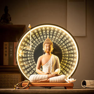 Sakyamuni <span class=keywords><strong>bouddha</strong></span> Amitabha médecine maître <span class=keywords><strong>bouddha</strong></span> salon entrée créative Zen décoratif intérieur lampe cercle ornements - Product Image 1