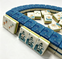 Jeu de Mahjong Personnalisé en Acrylique – Thème Vague Océanique Planche de Surf – Jeu de Voyage et de Divertissement pour 4 Joueurs – Écologique – Cadeau Personnalisé