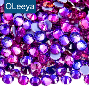 โอเลีย ขายส่งคริสตัล AB แก้วฮอตฟิกซ์ คริสตัลติดเสื้อผ้าแบบแบน  ขนาด SS10 สำหรับติดชุดแต่งงาน - Product Image 1