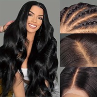 Perruque authentique haute définition transparente de 30 à 40 pouces, cheveux brésiliens Remy vierges, sans adhésif, ondulés, avec double trame frontale