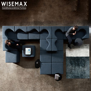 WISEMAX FURNITURE Modern minimalist home hotel <span class=keywords><strong>hobby</strong></span> sezionale sofa cafe shop blue soft fabric divano modulare per soggiorno - Product Image 2