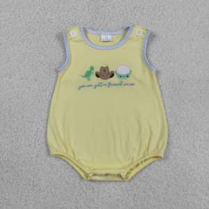 SR4106 rts Mono sin mangas para bebés y niños pequeños, con estampado de dibujos animados y letras, conjunto de mono para niño - Product Image 1