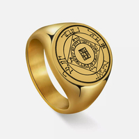 Der Schlüssel Salomons, der Dritte Sonnen-Pentagramm, Tetragrammaton, Lasergravierter Talisman, Geschenk-Schmuck, Edelstahlringe