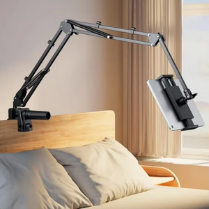 Desktop Bedside Hotel Use Metal Phone <b>Tablet</b> Lazy Bracket Universal Mobile Cell Phone Mount 360 Rotation Gooseneck Clamp <b>Stand</b> - Product Image 5