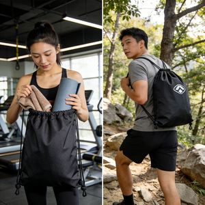 Custom Reusable Waterproof Large Capacity <b>Drawstring</b> <b>Backpack</b> for Sports Gym Use Unisex Polyester Cinch Bag - Product Image 2
