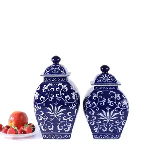 Porcelana Azul e Branca Oriental Ginger Jar Business Gift Flower Vase Soft Loding Design