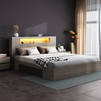 2020 Neuestes Nordisches Doppelbett 1,8m Modernes Minimalistisches Tatami Hochbett mit Stauraum und Beleuchtung