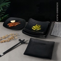 Vaisselle de restaurant incassable, assiette carrée en mélamine noire mate de 9 pouces pour servir les sushis