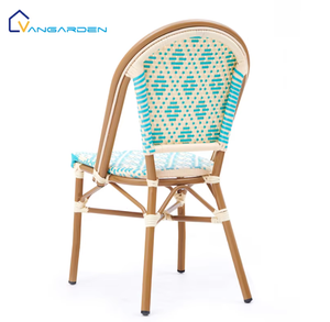 Chaise en rotin tressé pour jardin extérieur, style crème français, pieds en aluminium brun, café, restaurant, taverne, mobilier - Product Image 4