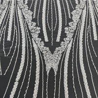 Robe de mariée de luxe Aso-Ebi en tulle brodé de perles et de sequins, tissu écologique pour décorations de fête des participants