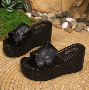 Summer New European American Style <b>Platform</b> <b>Sandals</b> Women Petite Soft Lightweight Thick-Soled Hollow <b>Wedge</b> Slippers Slip-On - Product Image 4